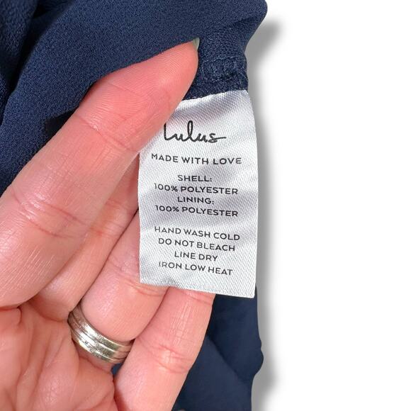 Lulus NWT Tier Elegance Navy Sheer Long Sleeve Tiered Woven Tie Maxi Dress 2X - Picture 10 of 10